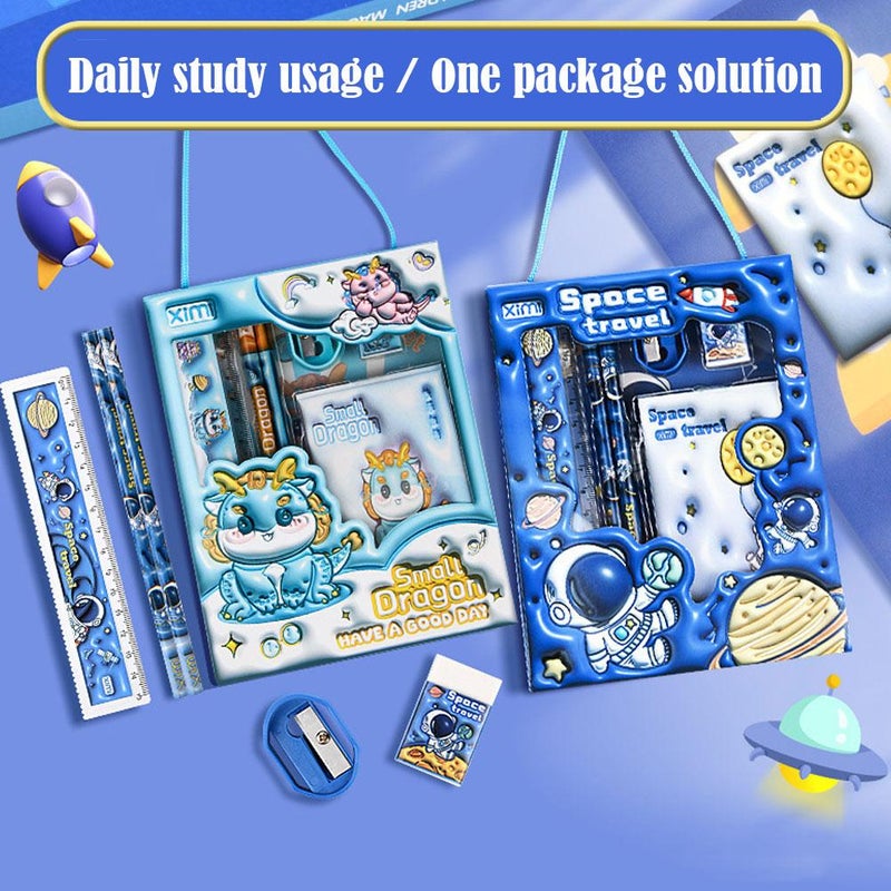 Children's 6-Piece Stationery Set – Back-to-School Cartoon 3D Gift Box for Elementary School Students – Fun & Colorful Stationery Gift Set - Image 2